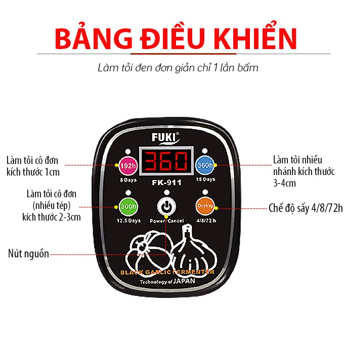 Máy làm tỏi đen Nhật Bản Fuki 6L FK-911 dòng tuỳ chỉnh (đỏ mận)