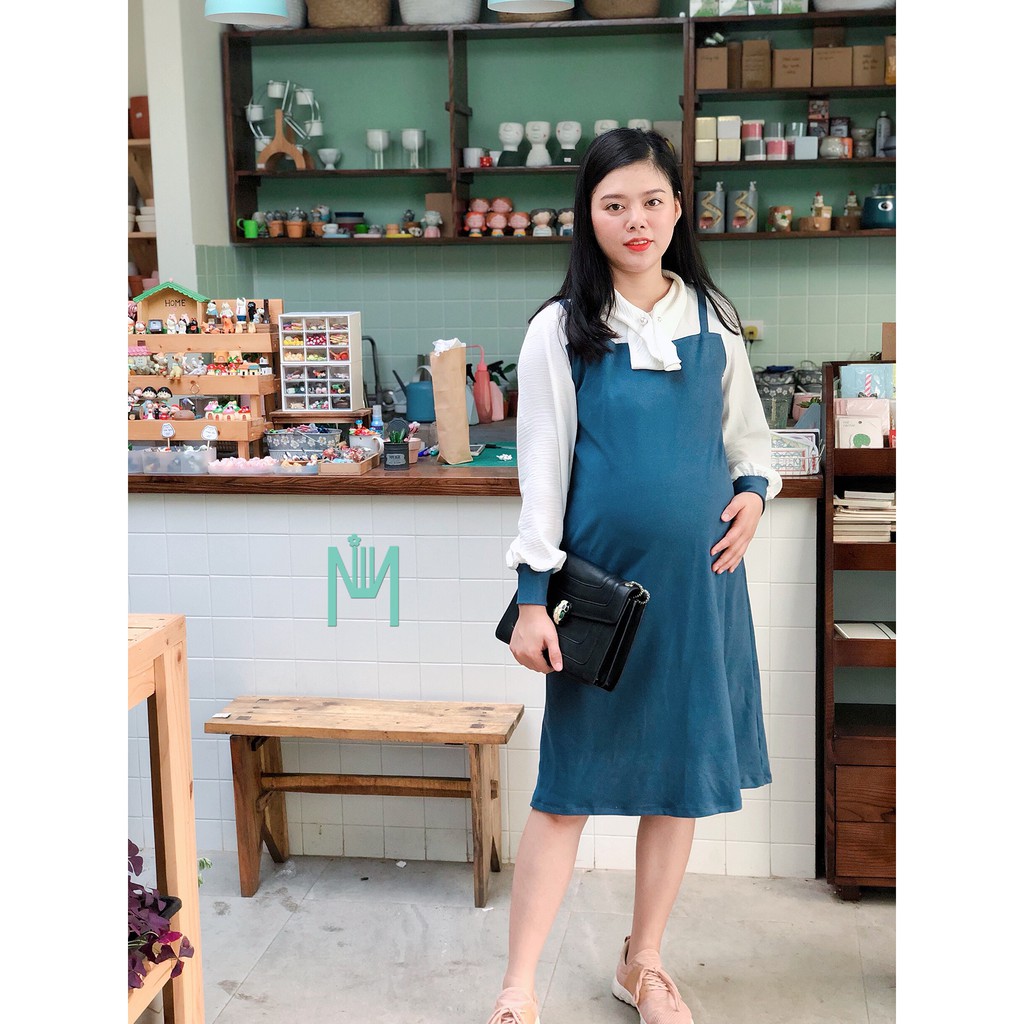 Đầm bầu thiết kế mùa đông 🌸 chất dạ nỉ - 2 màu