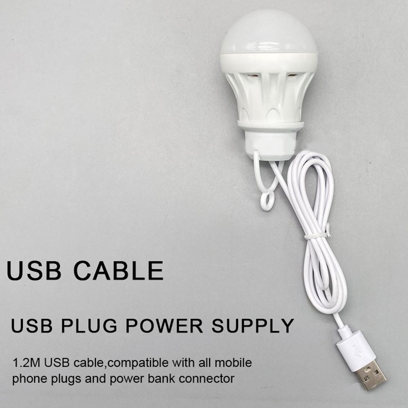 Bóng Đèn LED 5W 5V USB Thiết Kế Nhỏ Gọn Tiện Dụng Cho Học Sinh/ Cắm Trại