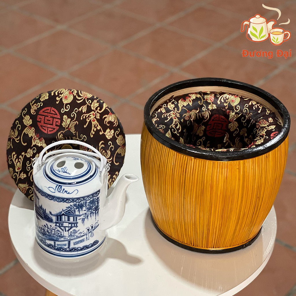 Giành Tích Bao Ủ Ấm Tích Hãm Chè Xanh Lót Vải Gấm 1,5L Xưởng TM Bát Tràng