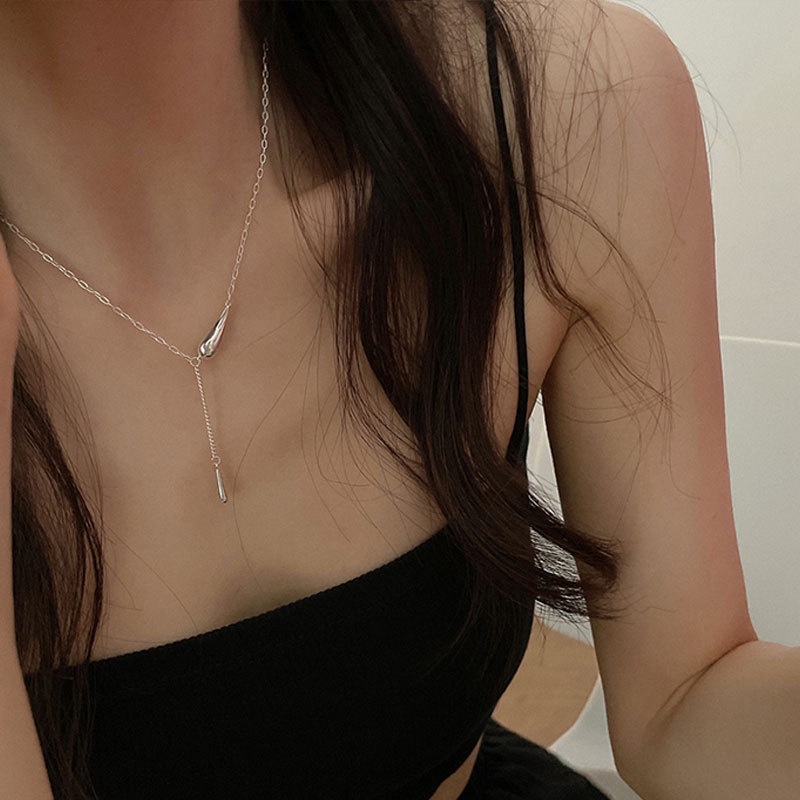 Dây Chuyền Mạ Bạc 925 Đính Hạt Kim Cương Lấp Lánh Sang Trọng Cho Nữ