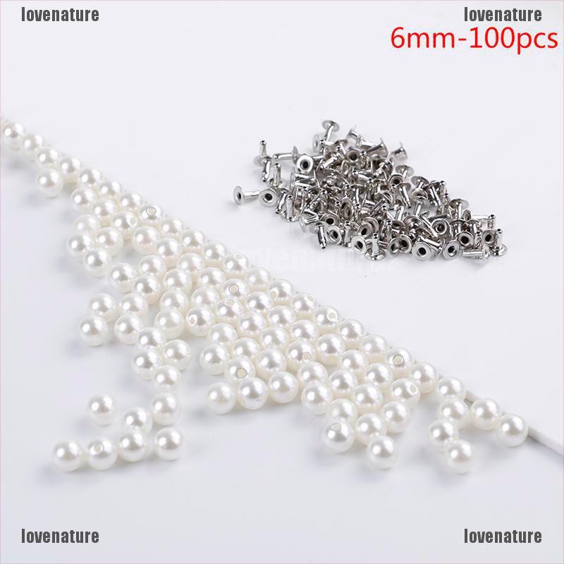 💥💥30/40/60/80/100 Nút đinh tán đính ngọc trai giả trang trí trang phục thủ công diy