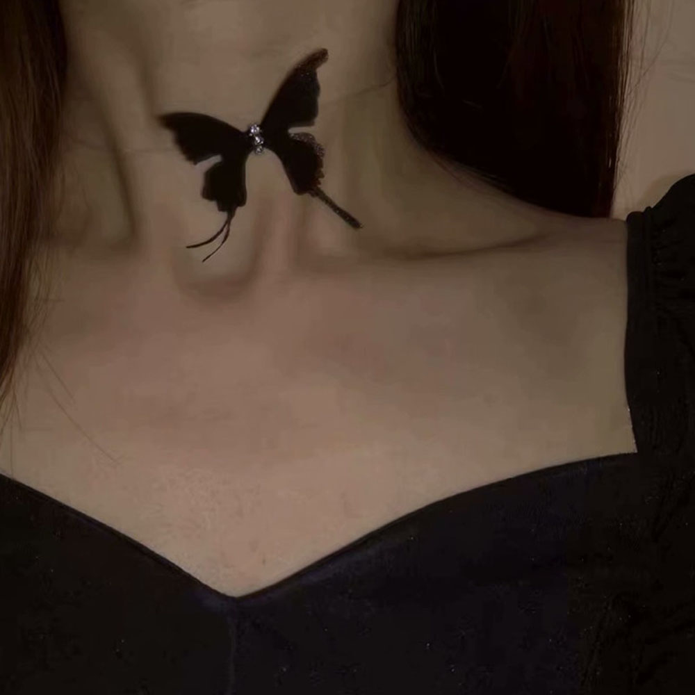 Vòng Choker Phối Ren Mặt Bươm Bướm Xinh Xắn Dành Cho Nữ