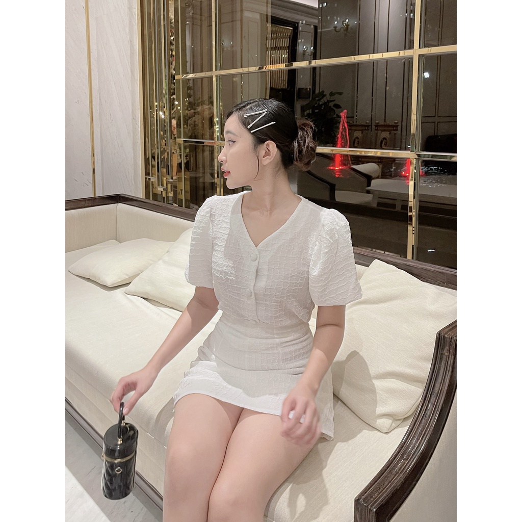 Set áo chân váy cổ tim mềm trẻ trung Set Sabrina DS86 Cin house