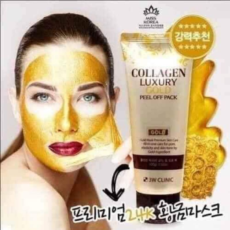 (Mẫu Mới) Mặt Nạ Lột Tinh Chất Vàng 24K 3W CLinic Collagen & Luxury Gold Peel Off Pack