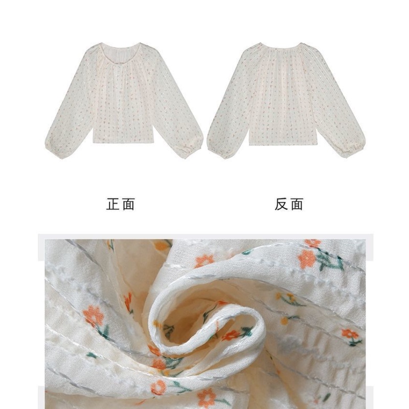 Áo Sơ Mi Chiffon Tay Dài Dáng Rộng Họa Tiết Hoa Phong Cách Hàn Quốc