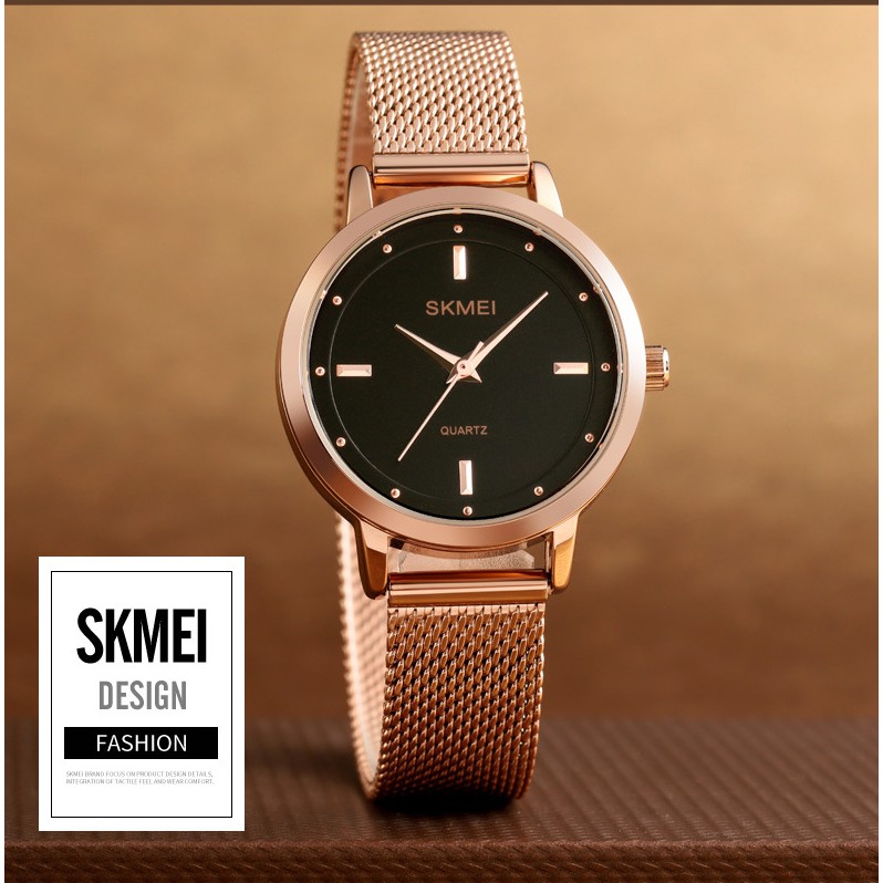 Đồng hồ kim thời trang nữ Skmei 1528 mặt tròn dây kim loại cao cấp | BigBuy360 - bigbuy360.vn