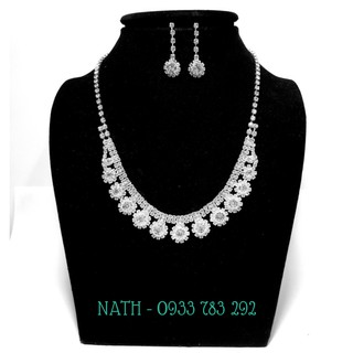 Bộ Trang sức đính đá Dự tiệc - Cô dâu 02 món TSDK 01- tặng vương miện (Free ship nội thành HCM cho đơn hàng từ 198k)