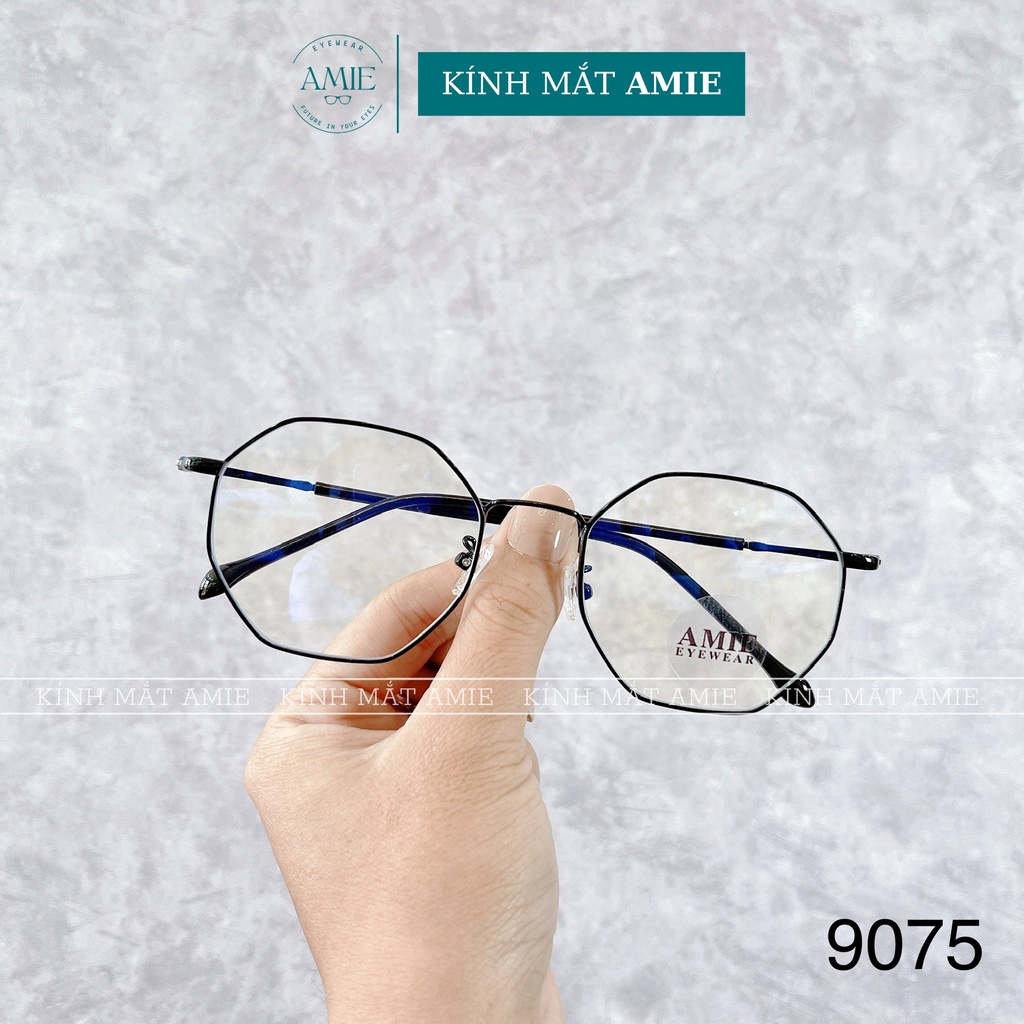 Gọng kính cận nữ AMIE Eyewear mắt đa giác gọng kim loại thời trang đơn giản 9075