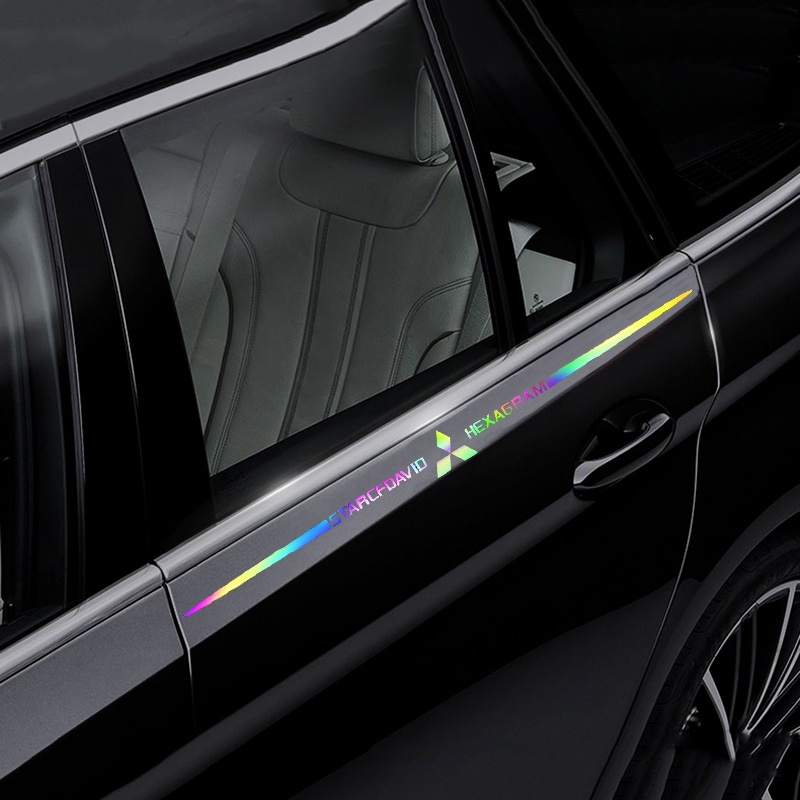 Tem Decal Dán Trang Trí Xe Ô Tô Laser Phản Quang Biểu Tượng "STARCFDAVID - Logo Hãng Xe - HEXAGRAM" Xe Mitsubishi Attrage Mirage Triton Xpander Champ Pajero Lancer Outlander