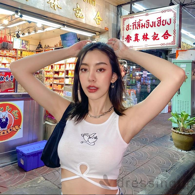 Áo Sát Nách Cổ Tròn In Họa Tiết Trái Tim Sành Điệu Cho Nữ