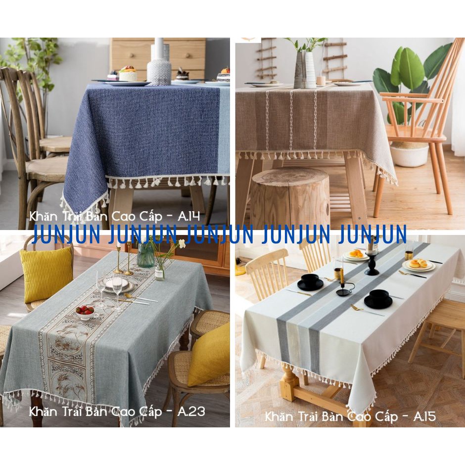 (3)THKhăn trải bàn Cao Cấp hình vuông/chữ nhật chất liệu 100% Cotton Organic Phong cách Bắc Âu