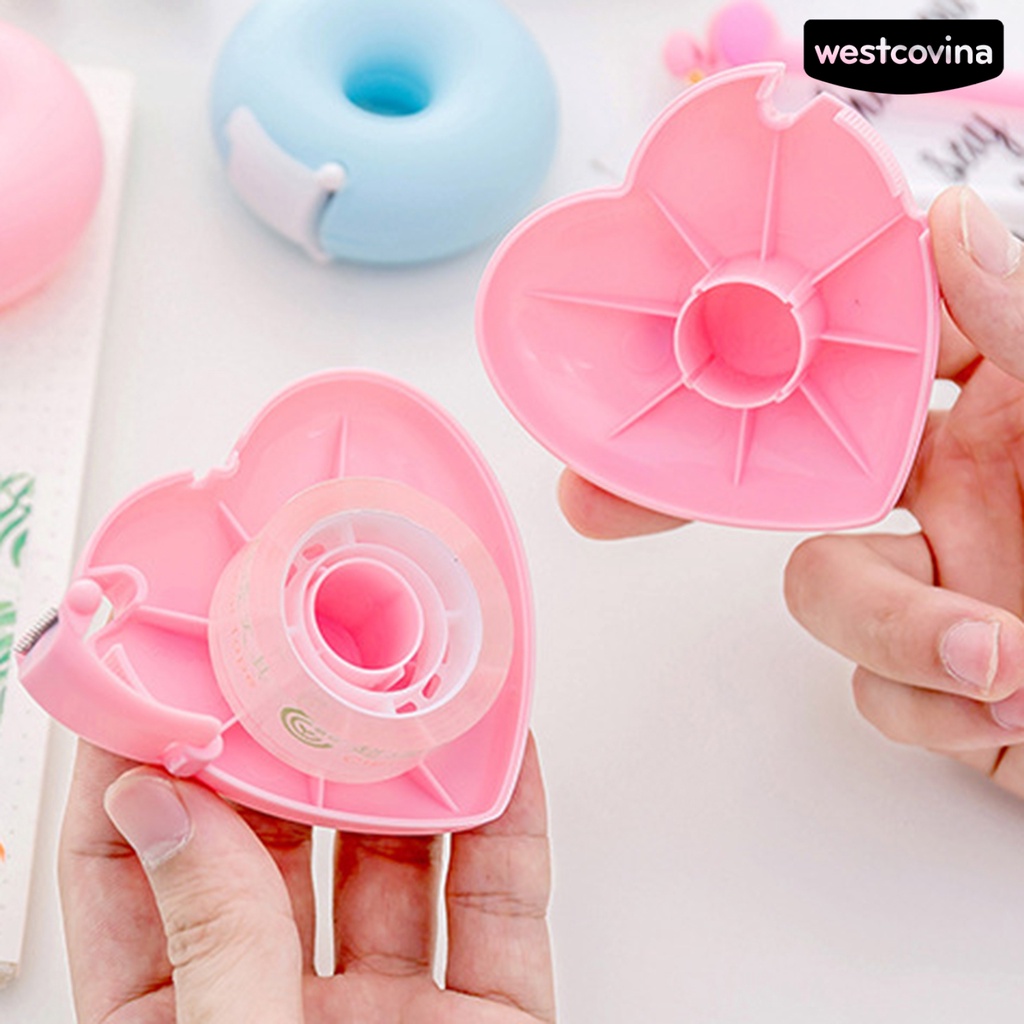 [Hot]✍Dụng Cụ Cắt Băng Keo Mini Hình Bánh Donut Và Trái Tim Hoạt Hình