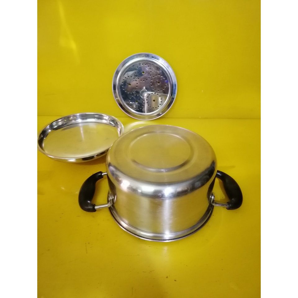 Nồi inox có vỉ hấp nội địa Nhật, size 19cm, cao 10cm (mã 656KT), Không dùng từ