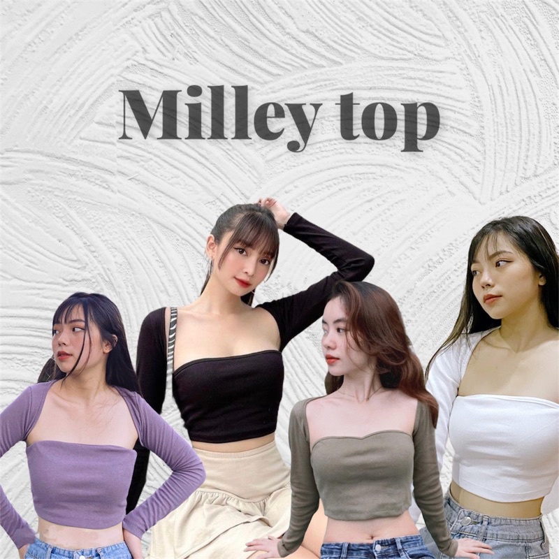 [ẢNH THẬT ĐỘC  QUYỀN SHOP CHỤP] Áo cổ vuông thun gân Milley top