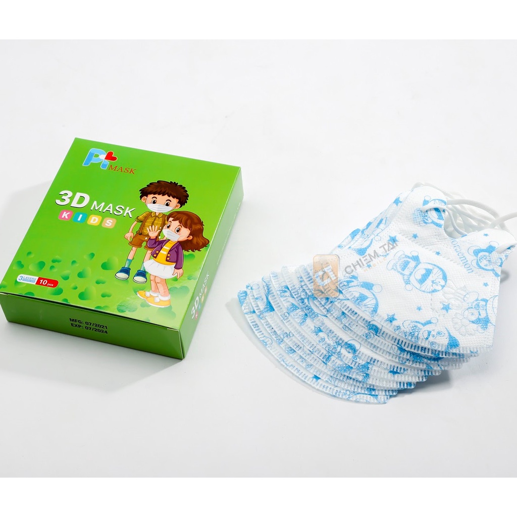 Khẩu trang trẻ em 3D PT mask có họa tiết (set 10 cái)