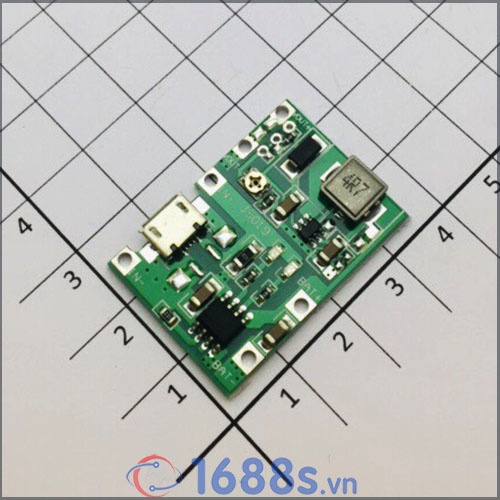 Mạch sạc pin 18650 TC4056 1S tích hợp Mạch tăng áp 2A từ 3.5V lên 25V - 1688s.vn