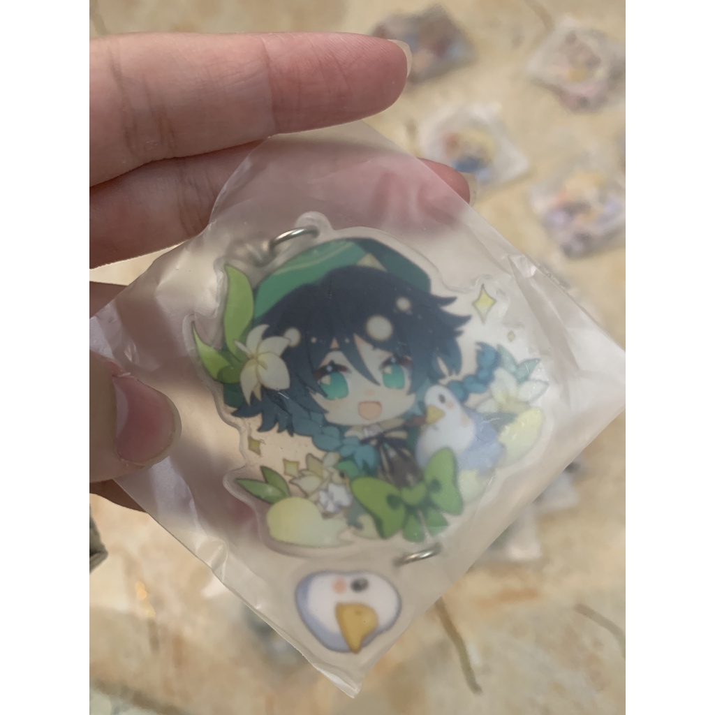 Móc khóa genshinimpact kèm pet hutao ganyu keqing babara xiao zhongli aether kaeya jean ningguang childe chongyun venti