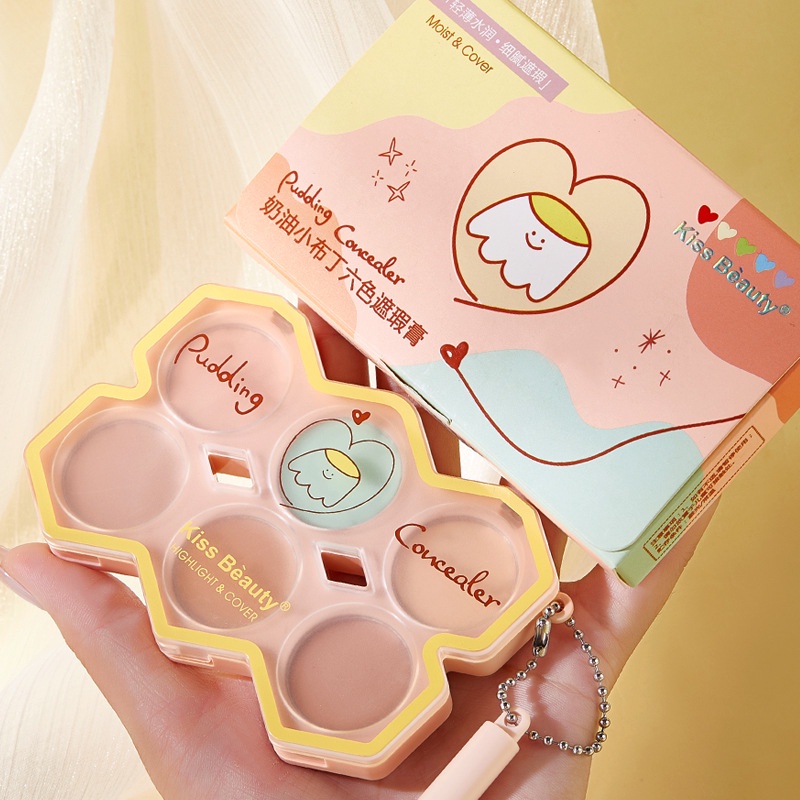 Kem Che Khuyết Điểm Kiss Beauty Sáu Màu Che Phủ Quầng Thâm Và Bọng Mắt Làm Sáng Da