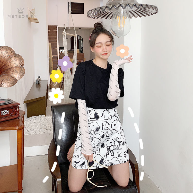 Set áo thun + chân váy chữ A phong cách Hàn Quốc dành cho nữ