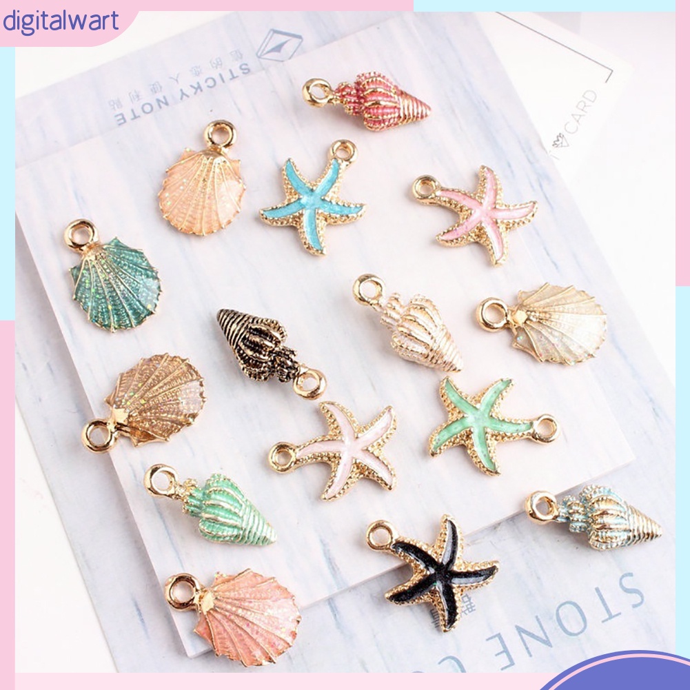 Set 10 mặt dây chuyền hình vỏ sò / ốc / sao biển tự làm đồ trang sức