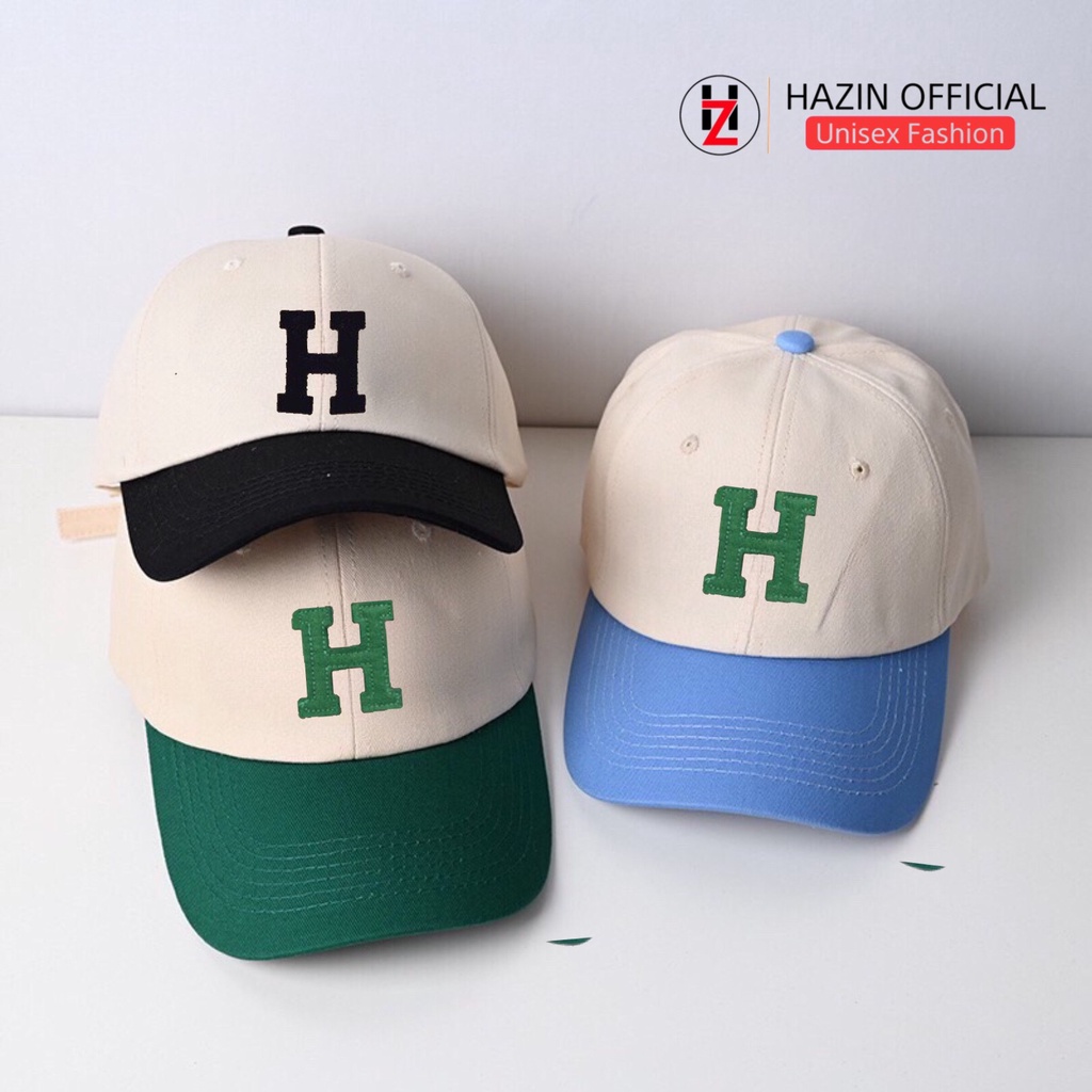 Mũ lưỡi trai phối màu nón kết HAZIN thêu chữ H ulzzang unisex phù hợp cho cả nam và nữ nhiều màu