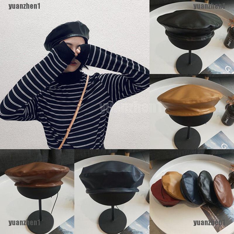 Mũ Beret Da PU Phong Cách Vintage Cho Nữ