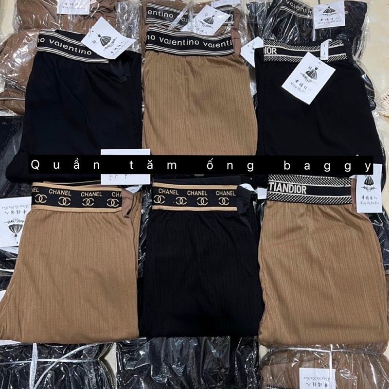 Quần baggy tăm bầu tăm nhũn làm mát thoải mái dài và ngố