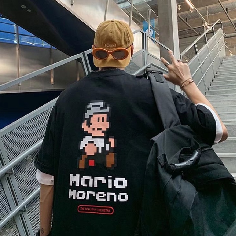 Áo Thun Dáng Rộng Cổ Tròn In Họa Tiết Hoạt Hình Phong Cách Đường Phố Thời Trang Mùa Hè Dành Cho Nam Nữ Size M-8XL