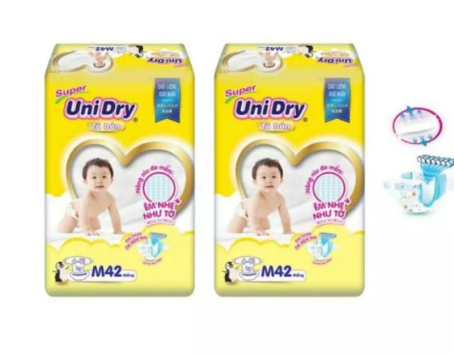 Combo 2 gói Tã dán Unidry siêu thấm S48;M42 mẫu mới; L 38; XL 34 mẫu mới