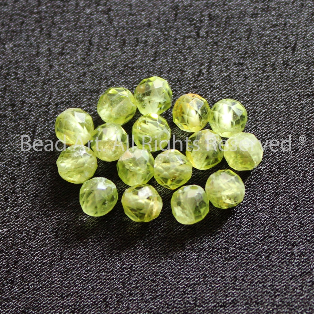 3.5MM Đá Peridot Xanh Lá  Giác Cắt, Mộc, Hoả, Đá Phối Vòng Tay Phong Thuỷ, Chuỗi Hạt S30