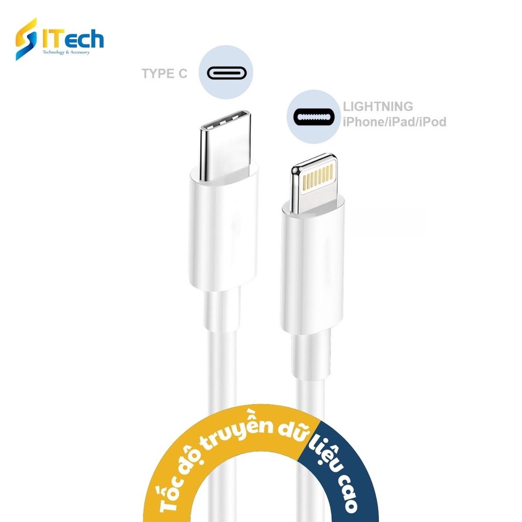 Dây cáp sạc iphone android cổng lightning type C USB dài 1m truyền tải dữ liệu cao