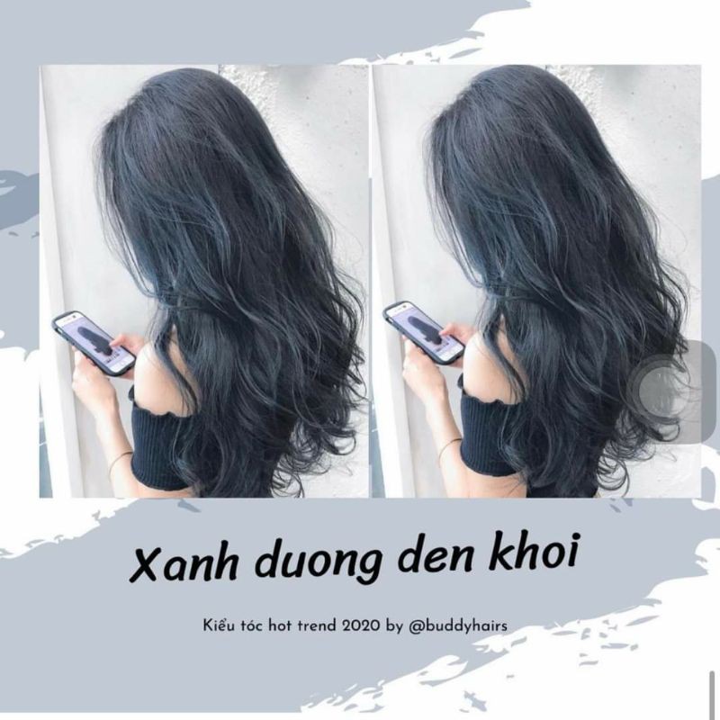 combo nhuộm xanh dương đen khói kèm oxi trợ dưỡng và găng tay