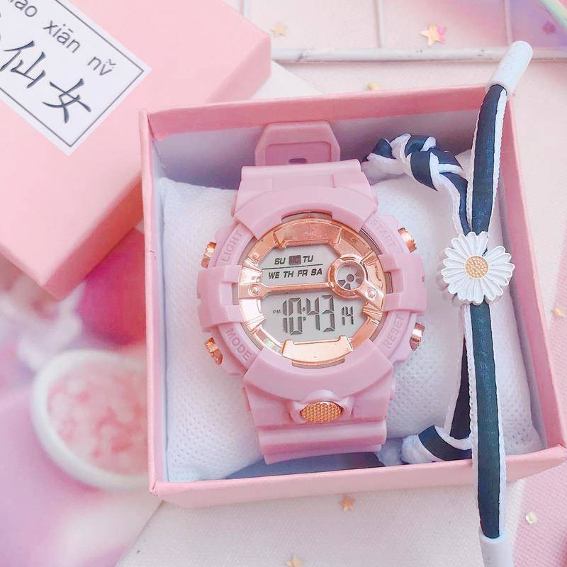 hồ tử Đồng hồ thông minh Ins Wind Net Red Cherry Blossom Powder Bột điện tử Macaron Girl, Học sinh trung học phổ thô | BigBuy360 - bigbuy360.vn