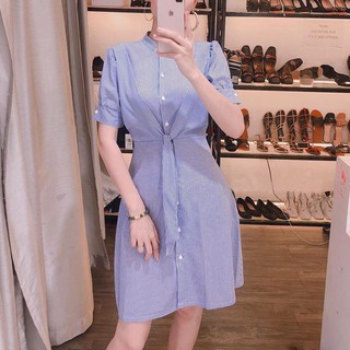 Đầm váy freesize Cổ Trụ Cột Eo 2 màu