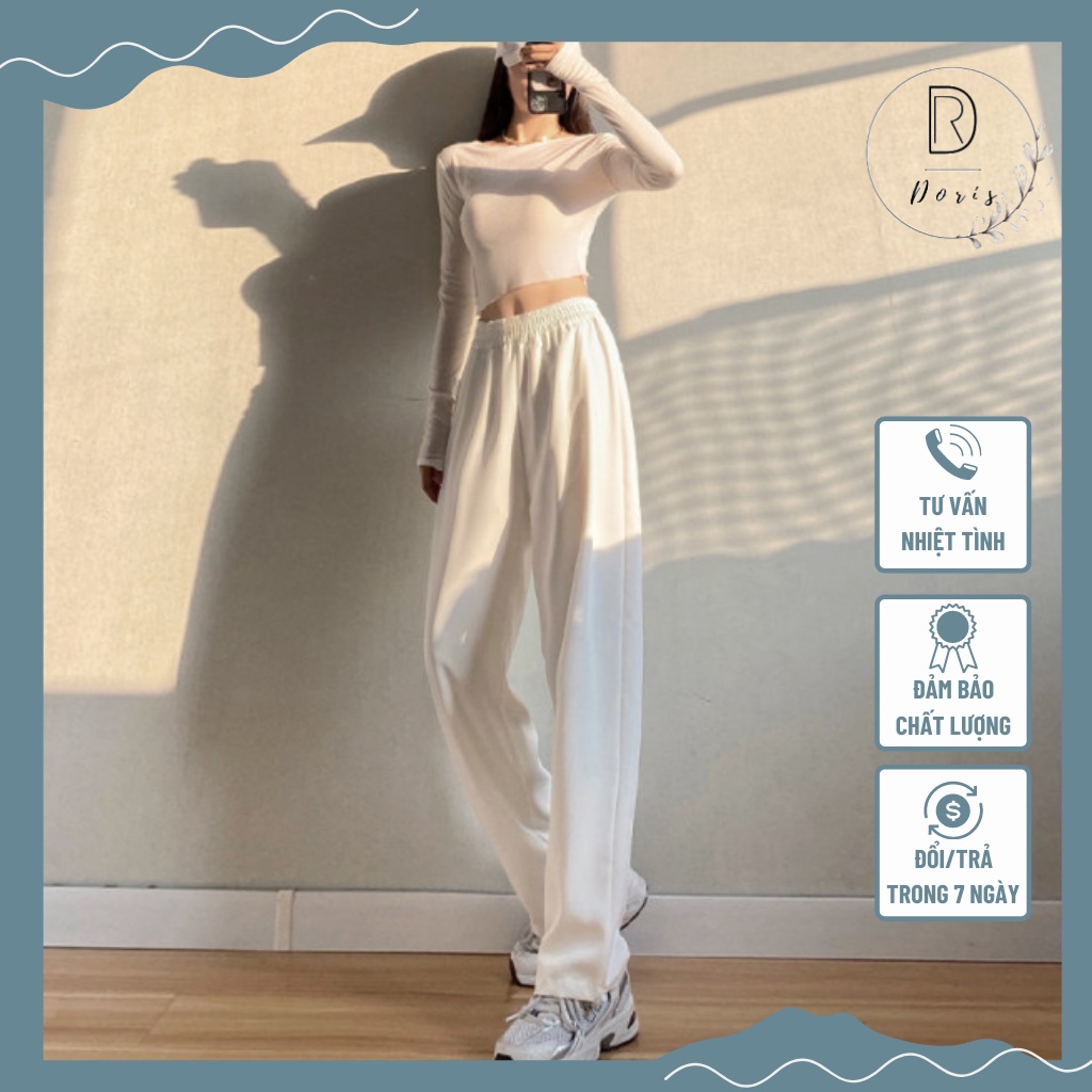 Quần Jogger Trơn Ống Bo Chun Nữ Doris.1996, Quần Ống Suông Vải Tây Mềm Mịn Mát, Miễn Phí Đổi Trả 7 Ngày DR0111