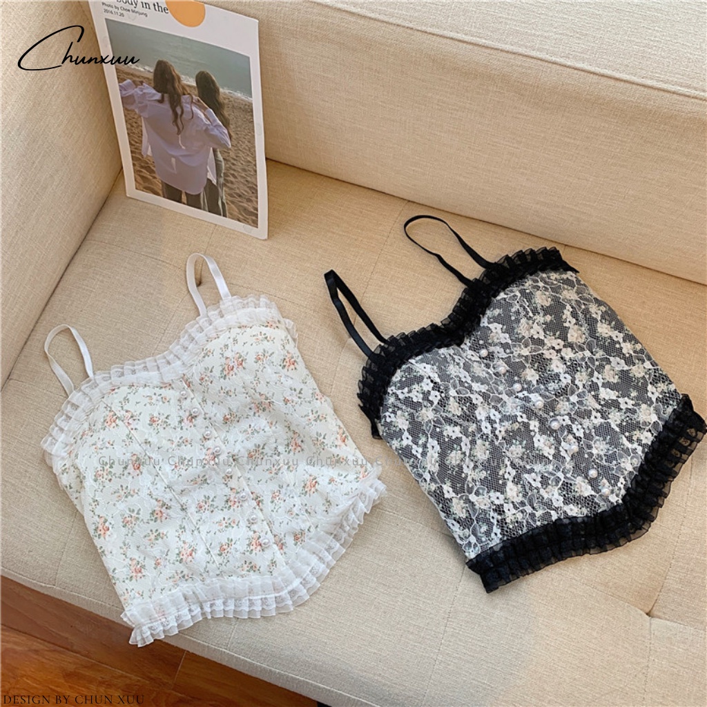 Áo bra nữ 2 dây phối viền ren ChunXuu, thiết kế hoa nhí đệm ngực BR11