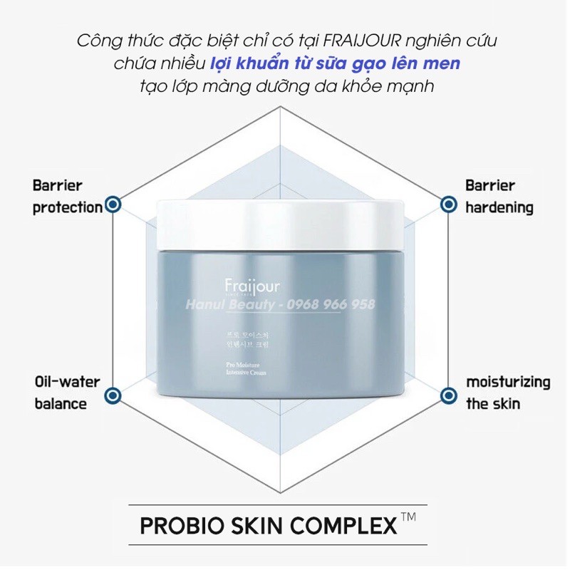 Kem dưỡng ẩm FRAIJOUR dưỡng sáng da Pro Moisture Intensive Cream chiết xuất từ sữa gạo lên men