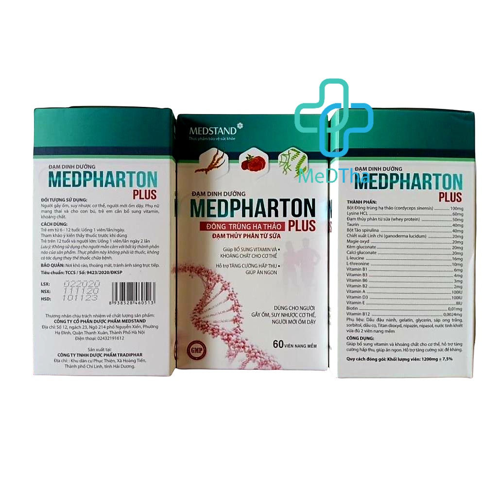 Đạm dinh dưỡng Medpharton Plus - Bổ sung vitamin, tăng sức đề kháng, giúp ăn ngon (Hộp 6 vỉ x 10 viên) MEDSTAND