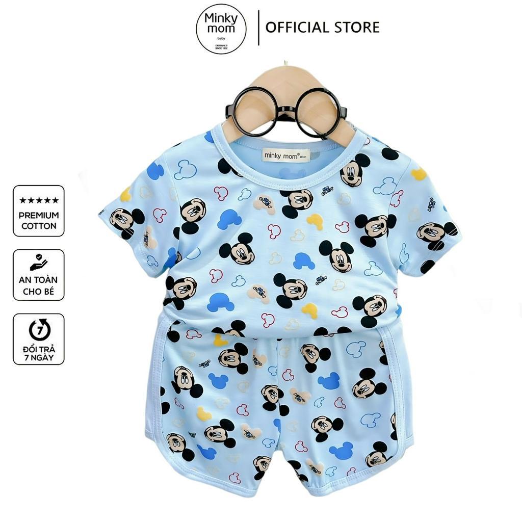 Bộ cộc tay Minky mom chất sợi peptit quần áo trẻ em unisex cho bé trai bé gái 1085