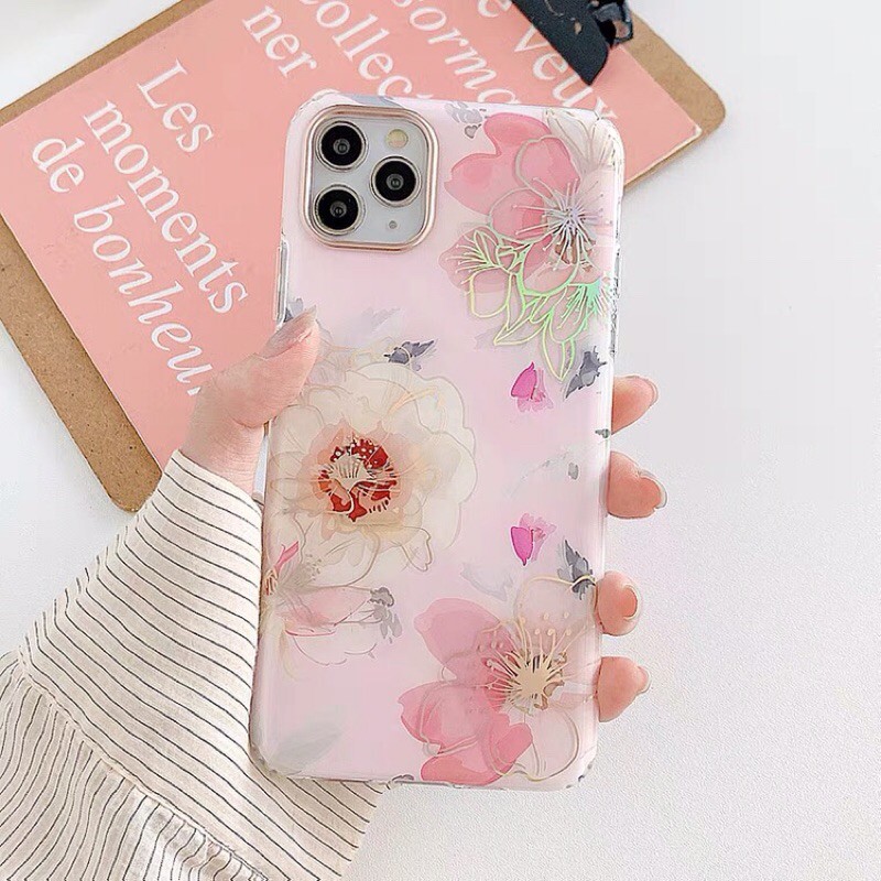 Ốp Lưng Case Iphone Bông Hoa Mạ Vàng Dành Cho 7P/X/11/12/12Promax