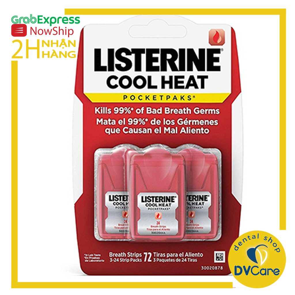 Miếng Ngậm Thơm Miệng Listerine Pocketpaks Cool Heat 72 miếng [dvcareshop]