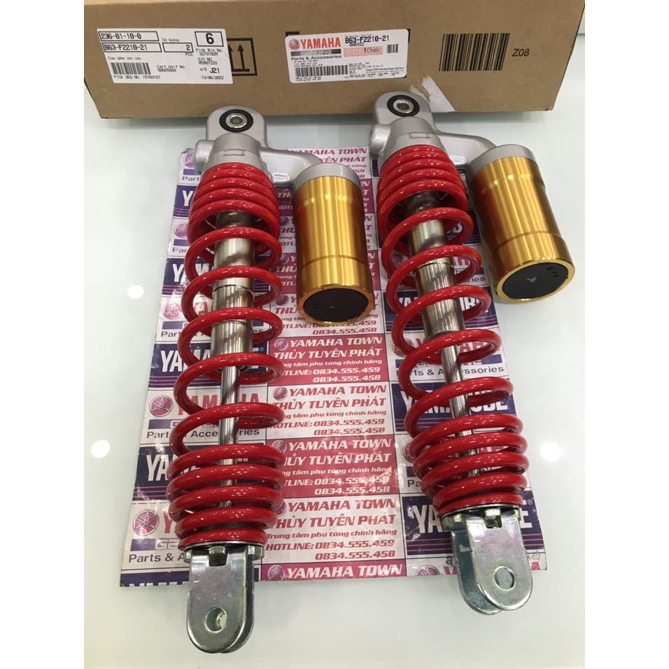 Cụm giảm xóc sau NVX đỏ có bình dầu vàng zin chính hãng yamaha