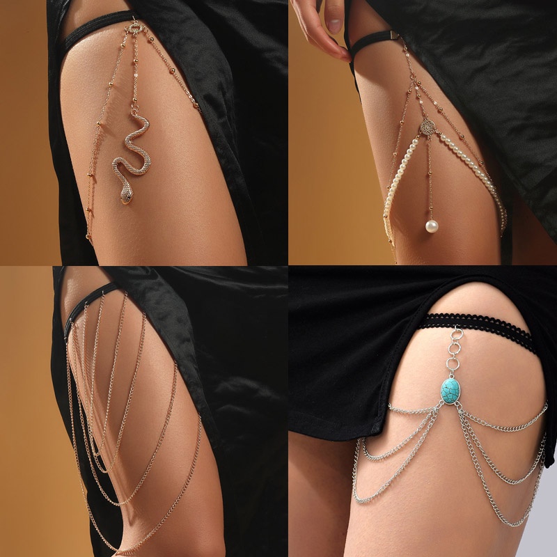 Vòng đeo đùi nhiều lớp phong cách âu mỹ thời trang cá tính cho nữ