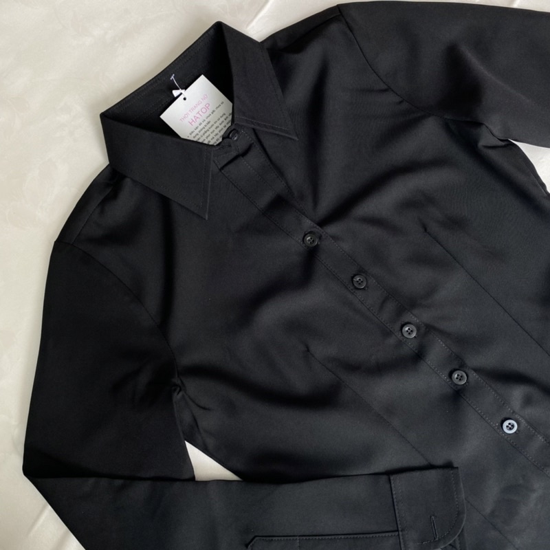 Áo sơ mi nữ tay dài HATOP cao cấp vải cotton loại 1 màu đen ASDD211