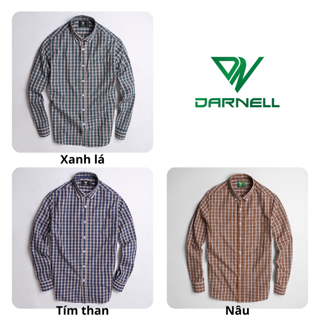 Áo sơ mi caro nam DARNELL dài tay slimfit vải cotton cao cấp ít nhăn mềm mịn thoáng mát DN0040