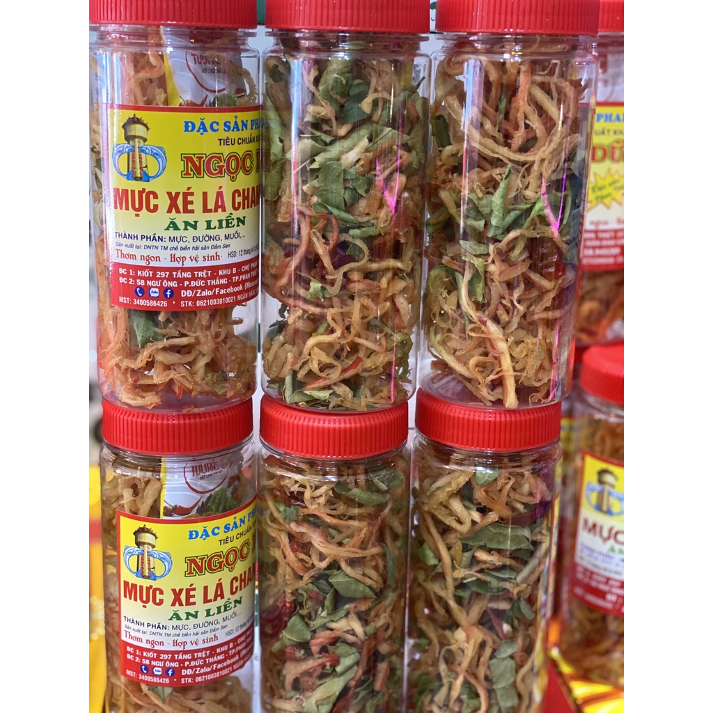 Mực Xé Lá Chanh ( ăn liền ) là món ăn ngon của Shop Đặc Sản Biển Phan Thiết NGỌC DŨNG; Hộp 200 gram. HSD 12 tháng