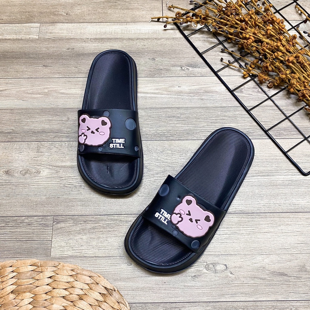 Dép quai ngang phối màu hình gấu trẻ trung xinh xắn nhẹ êm - TT419