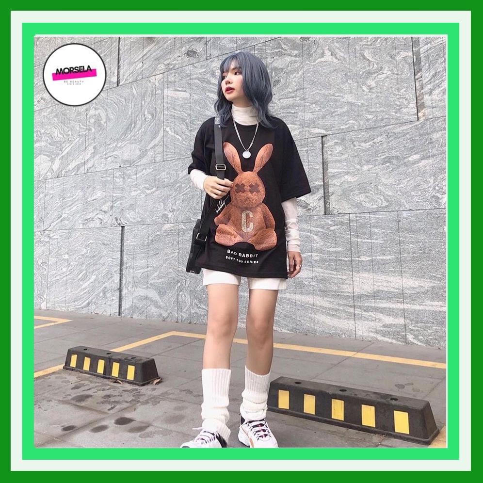 𝑭𝒓𝒆𝒆𝒔𝒉𝒊𝒑 Áo thun tay lỡ dáng Unisex form rộng phong cách Ulzzang hình BAD RABBIT màu nâu aothun268