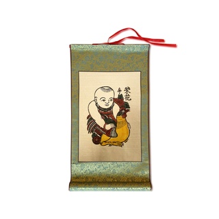 Tranh đông hồ vinh hoa em bé ôm gà bồi lụa - dong ho folk paintings